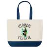 Shopping Bag - PLANETEE - Panda It's Life - Blue - Cotton 40 X 45 Cm - Large Size