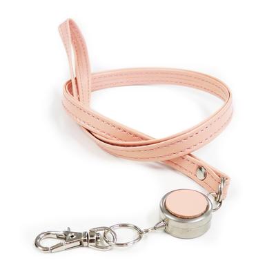 Genuine Leather Neck Strap with Reel for Business ID Cases and Employee ID Card Cases Peach [CLuaR] (06. Pink)
