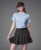 Cream Golf Check Pattern Pleated Skirt