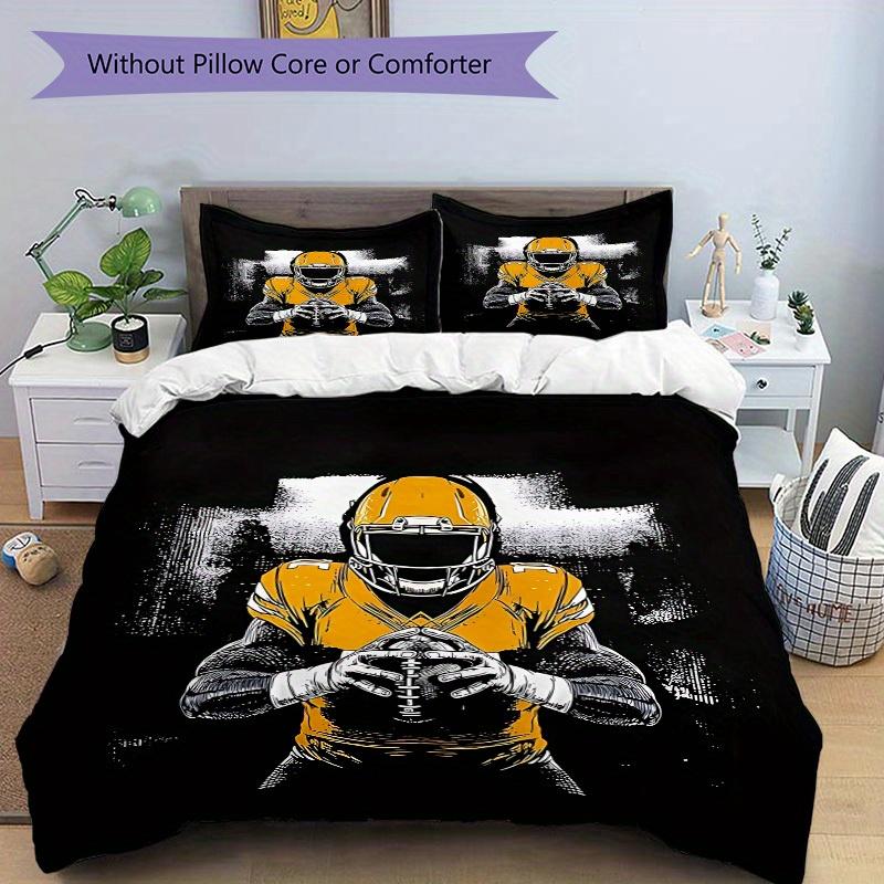 3pcs set Football Player 1 Quilt Cover + 2 Pillowcases, All Seasons Bedroom Setting, Perfect for Home and Dorm Decor a170