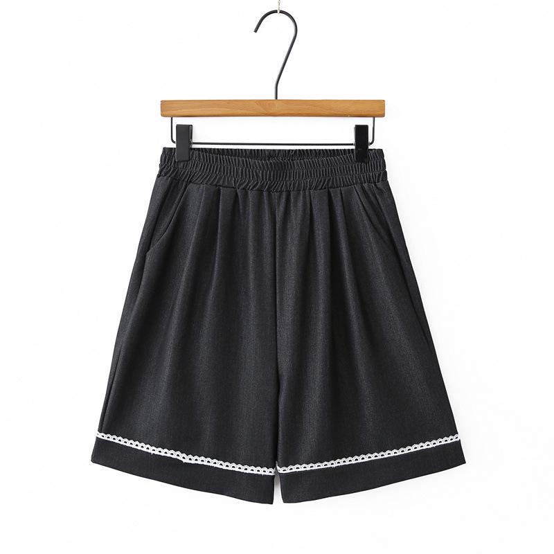 Plus Size Women's High Waist Lace Tencel Denim Capris Shorts - Slimming Wide Leg 