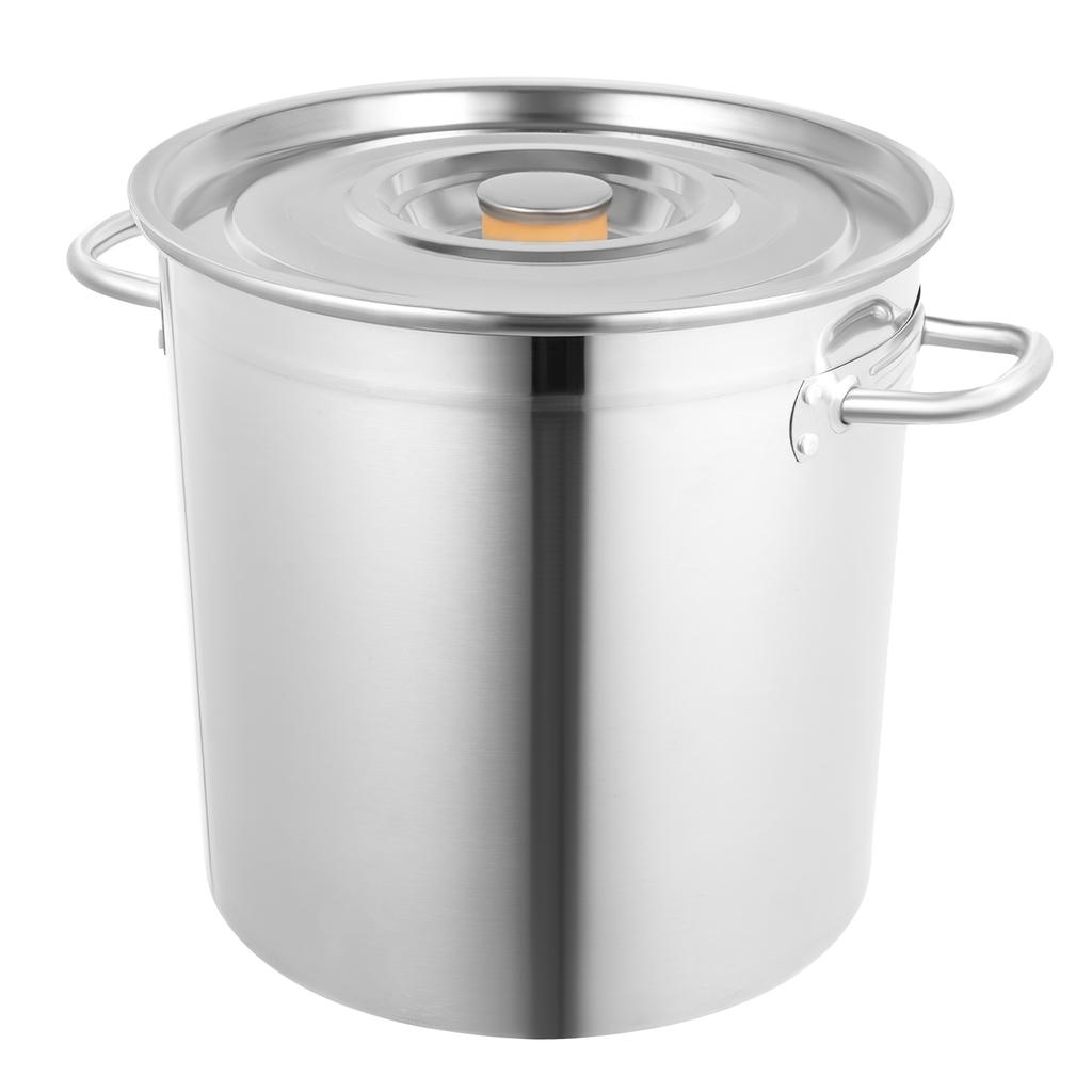 35L Large Stainless Steel Deep Stock Pot with Lid Catering Saucepan Cooking Pan