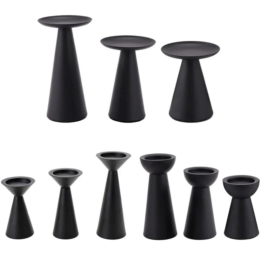 Candlestick Candle Holder 3 Pcs Black For Table Centerpiece For Wedding Party Candles Iron Metal Art Decorative