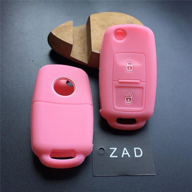 ZAD  2 Buttons Floding Key Silicone Rubber Car Key Cover Case Skin for Vw Seat Ibiza Leon Toledo All-inclusive Car Accessories