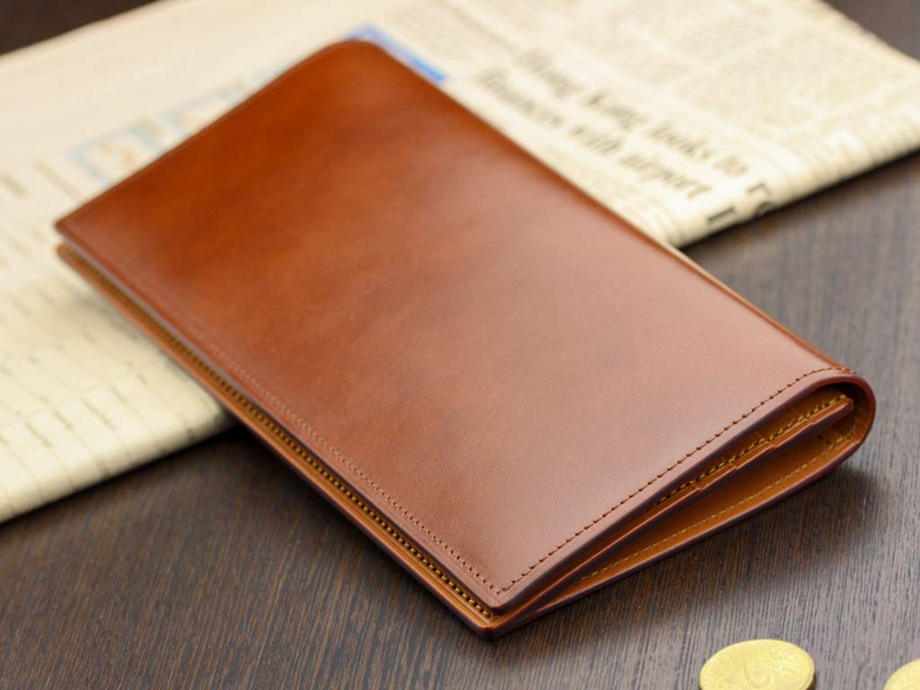 ABIES Antique Kip Leather Long Wallet, Brown, Made in Japan