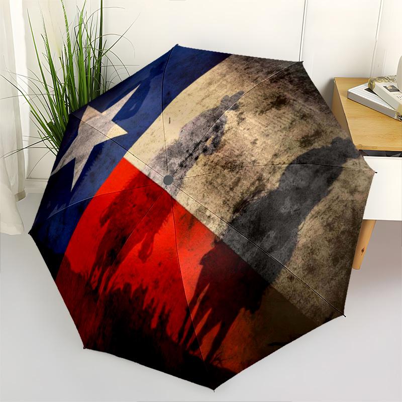 1pc flagUmbrella Portable Folding Umbrella Iron Frame Hole Bone Structure Outdoor Home Umbrella