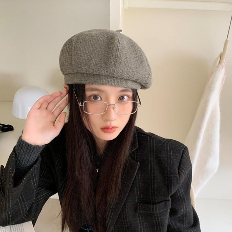 25 Early autumn new literary and retro high-quality beret women's big head circumference showing face small painter hat