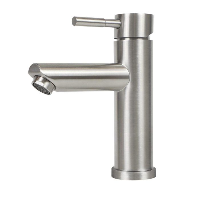 Robinet de salle de bain - NETTLIFE - Robinet lavabo inox brossé - Mitigeur monocommande - 2 trous - Hauteur 100 mm