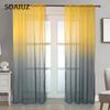 Tüll-Vorhang, weich, atmungsaktiv, 2 Größen, Farbverlaufsdesign, transparenter Vorhang für Bauernhaus