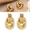 Gold-Tone Geometric Twist Earrings: Fashionable and Versatile Multi-Layer Braided Earrings for Women.