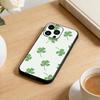 Lucky-Four-leaf Clover Phone Case For iPhone 17 16 15 14 13 12 Max Plus Silicone Black Cover