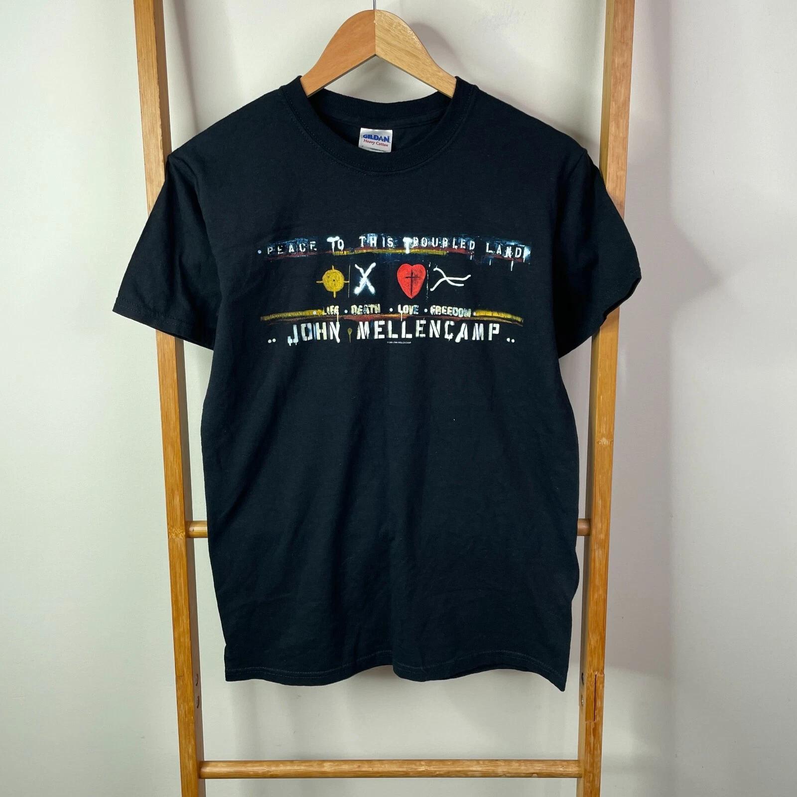

John Mellencamp Shirt Mens Small Black Peace To This Troubled Land Short Sleeve L