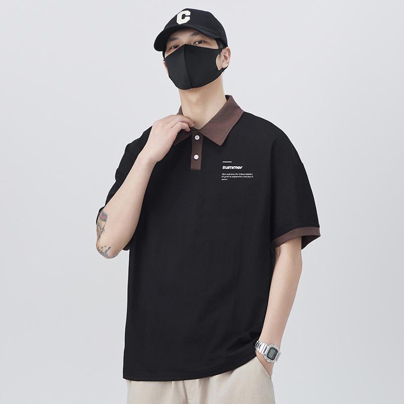 New Summer Men's Loose Polo Shirt Top Versatile Collar Clothes