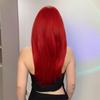 HAIRCUBE Červená rovná syntetická paruka pro ženy Dlouhá přírodní vrstvená paruka s ofinou Cosplay Party Paruka z tepelně odolných vláken