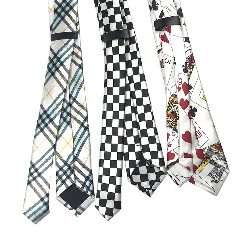 Plaid Korean version neck tie casual narrow version 5cm college style creative tie men's leopard print casual funny neck ties