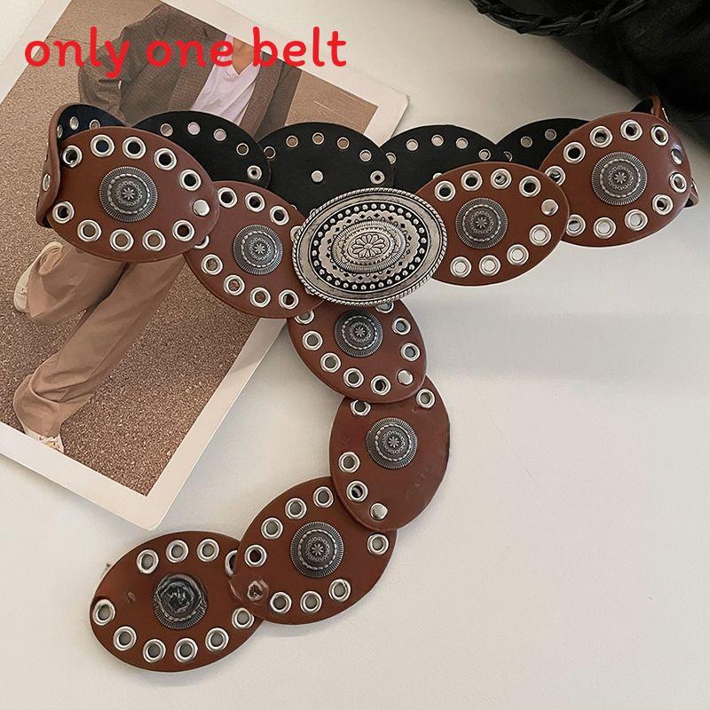 Curea de piele vintage western pentru cowgirl cu cataramă metalică pentru rochii boho