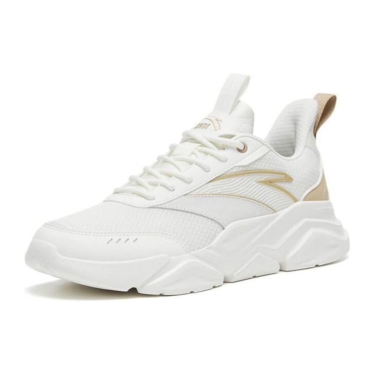 Anta Slip Resistant, Abrasion Resistant, Rebound Low top Sports Casual Shoes White Brown 912318831-1