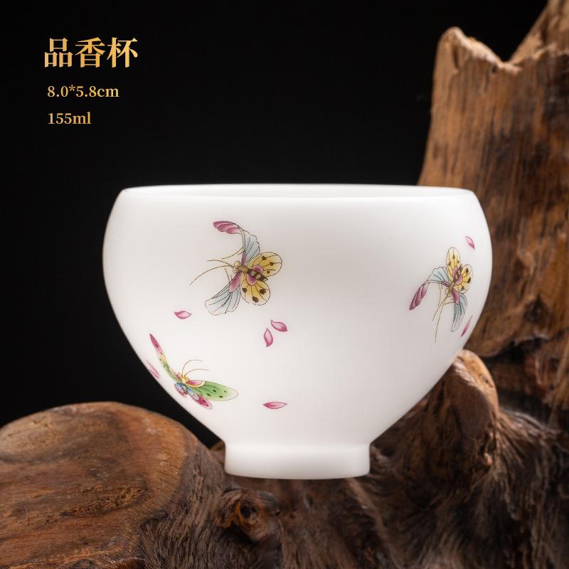 

Чайная чашка Handamde Sheep Fat Jade White из фарфора Пористая обожженная чашка Master Cup Чайная чаша Love of Butterfly Кофейные кружки Чайная утварь Kung Fu