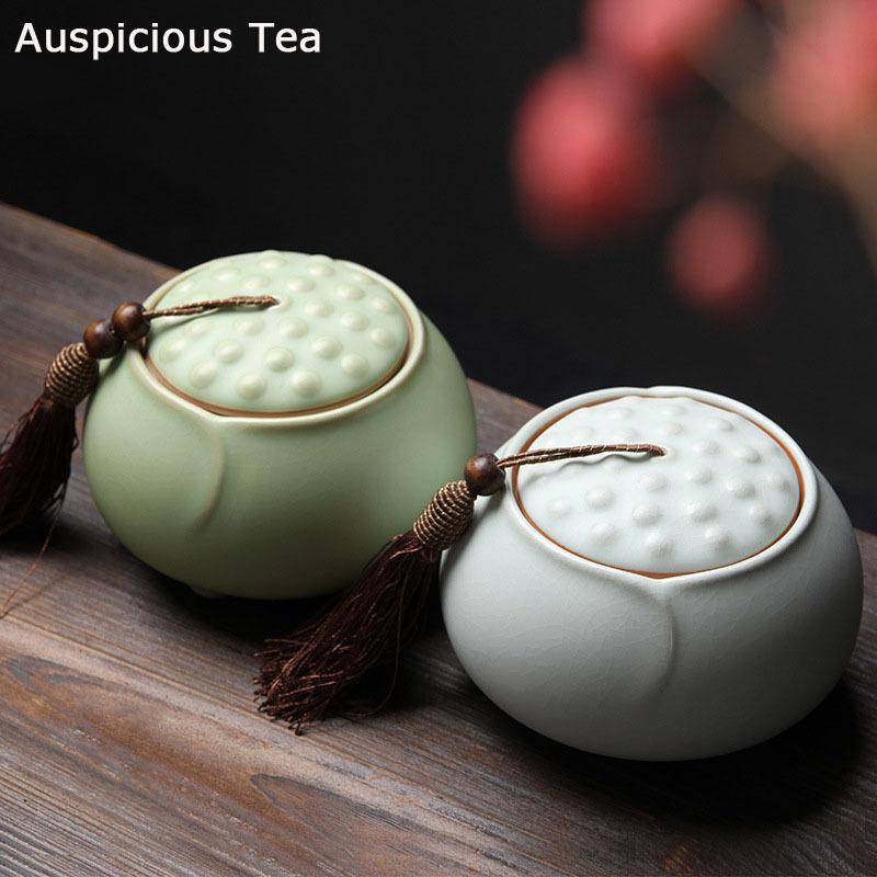 Large Lotus Ceramic Tea Caddy Teaware Coarse Pottery Sealed Pot Household Tea Tins Tea Storage Tea Container Tea Organizer
