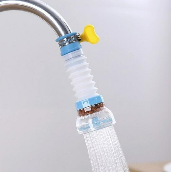 

Universal Swivel Faucet Filter: Anti-Splash, Water-Saving Nozzle & Telescopic Connector for Kitchen and Shower.