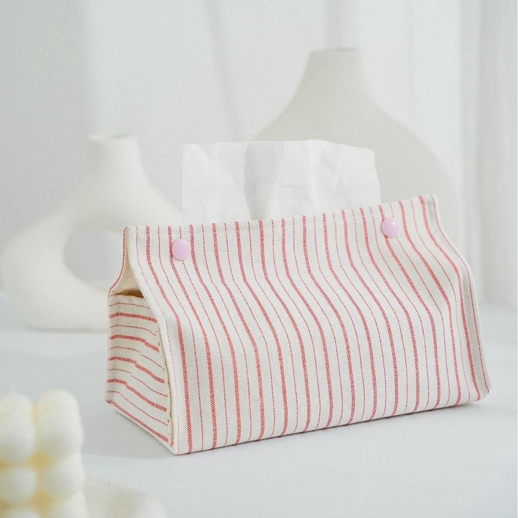 Stylish Desktop Tissue Box Ins Aesthetic Table Fabric Organizer Car Napkin Holder Natural Linen Cover Car Tissue Case Home Decor