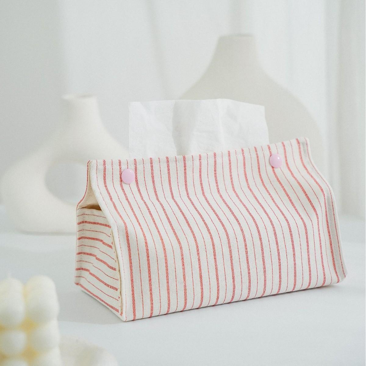 

Stylish Desktop Tissue Box Ins Aesthetic Table Fabric Organizer Car Napkin Holder Natural Linen Cover Car Tissue Case Home Decor червоний