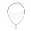 Retro Multi-layer Beaded Necklace with Heart-shaped Rhinestone