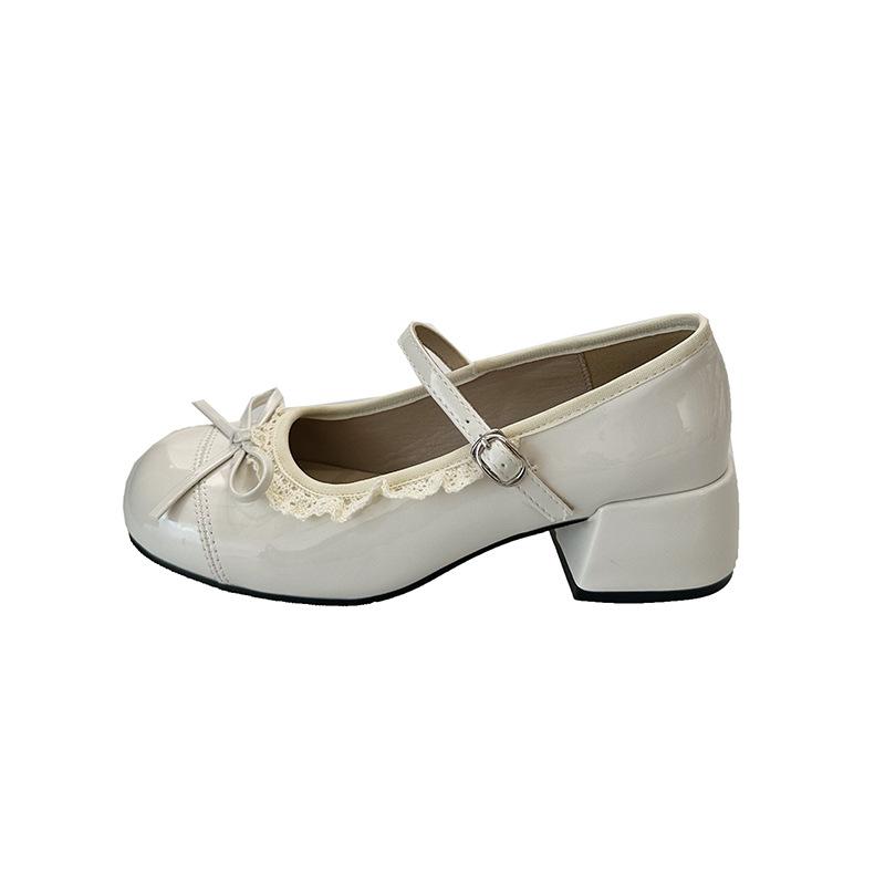 French design lace lace bow Mary Jane shoes women's 2025 new summer skirt light mouth single shoes