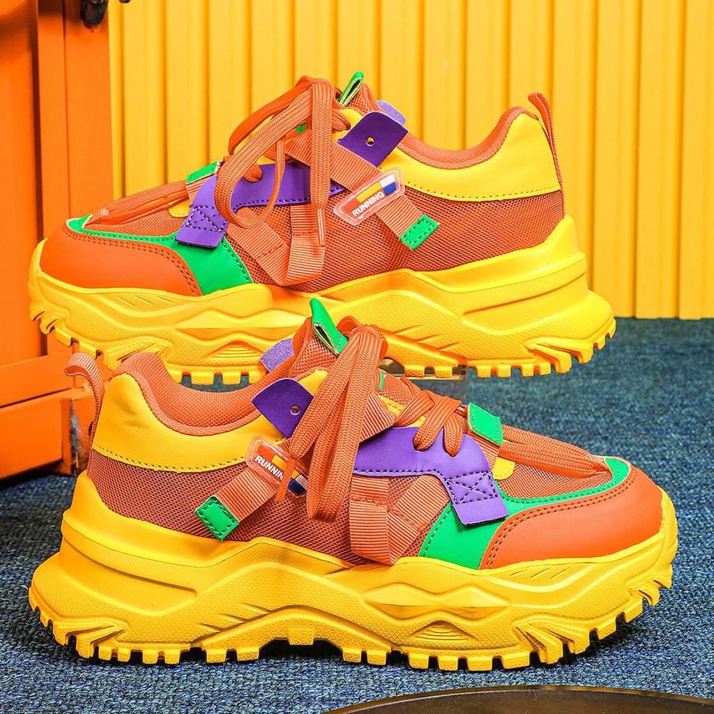 Thick-soled heightening dad shoes mesh surface breathable and comfortable casual sports shoes outdoor couple tide shoes