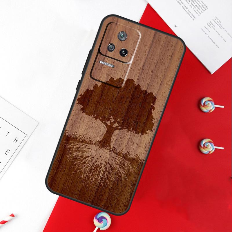 Tree Flower Bamboo Wood Cover For Xiaomi 11T 12T 13T 14T Pro 13 14 15 Ultra POCO X7 Pro X3 X5 X6 F5 F6 M6 Pro Case