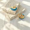 Retro Hong Kong Style Drip Oil Stainless Steel Earrings - High-End Fashionable Design