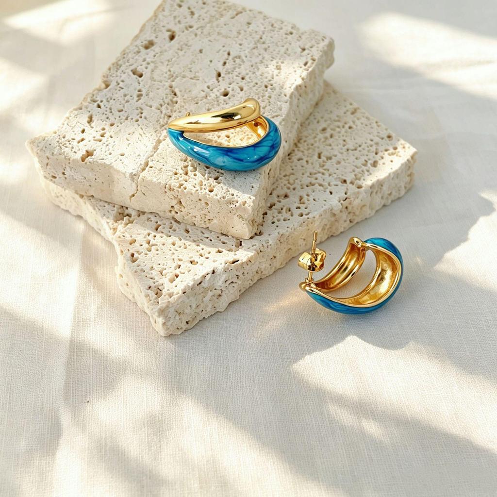 Retro Hong Kong Style Drip Oil Stainless Steel Earrings - High-End Fashionable Design