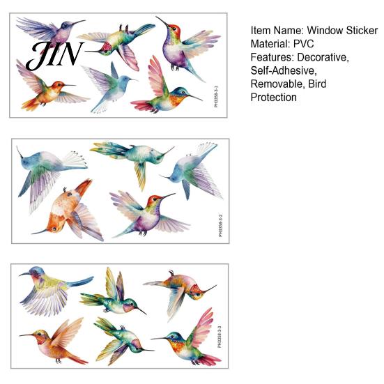 Flying Pet Protection Decal 3Pcs Static Bird Window Clings, Decals, Removable PVC Anti-Collision Bird-friendly Sticker Stickers for Glass Doors