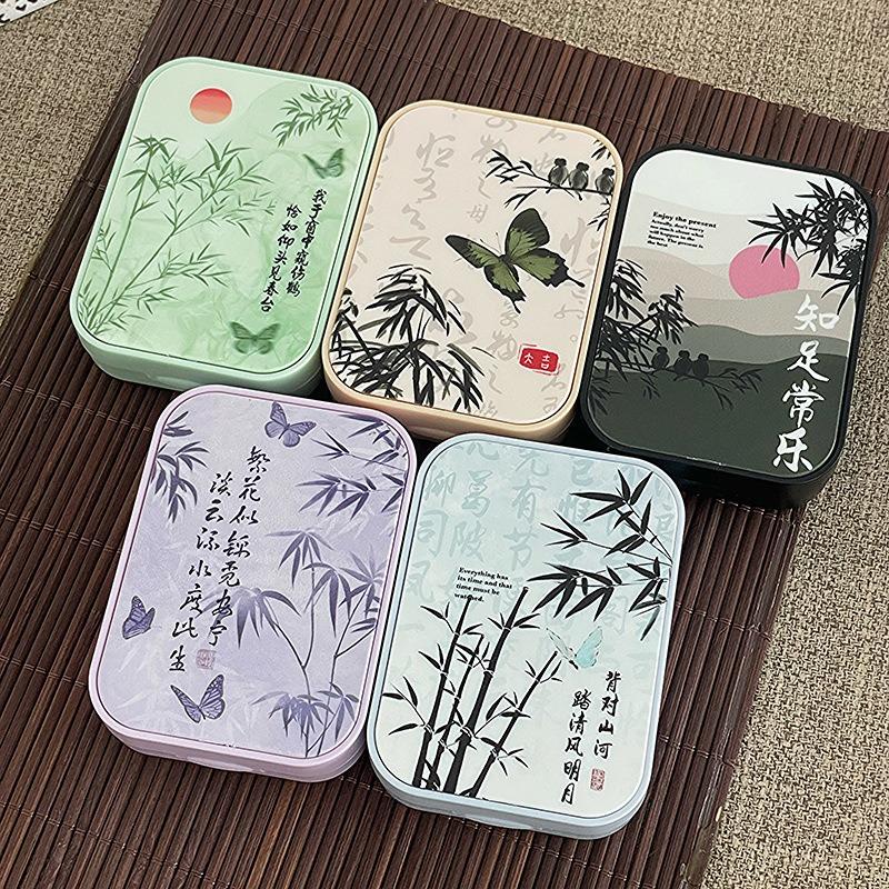 Cosmetic Contact Lens Box Chinese Style  Chinese Style Butterfly National Style Bamboo Rhyme Contact Lens Companion Box Care Box Storage Box Two Pairs