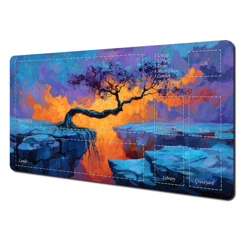 Magic Neon Forest Playmat Fantasy Glowing Tree Tcg Card Game Mat NonSlip Large Desk Mouse Pad