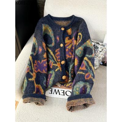 Casaco Cardigan de Lã Grossa para Mulheres Inverno Manga Longa Solto Tricô Casaco