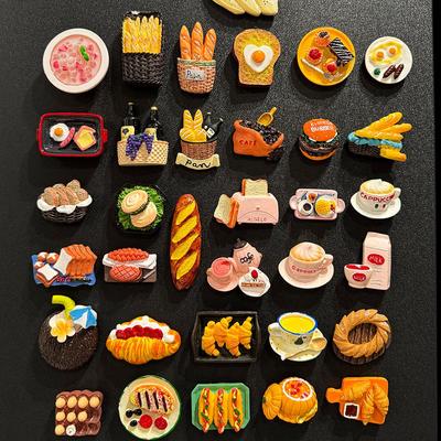 3D Bread & Dessert Refrigerator Magnet Sticker Set
