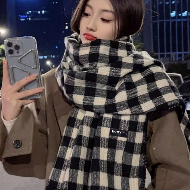 British Style Plaid Scarf Versatile Imitation Cashmere Scarf Shawl Advanced Sense Student Men'S And Women'S Scarf