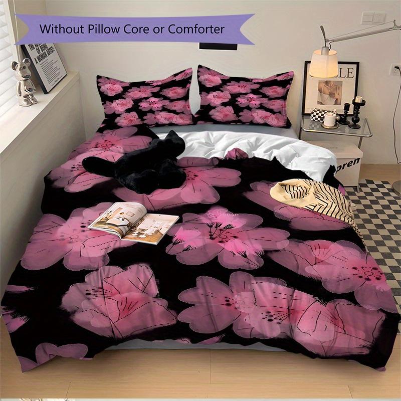 3pcs Cherry Blossom Pattern Bedding Set, Breathable And Soft, Suitable for All Seasons Machine Washable, Suitable for Bedroom Decoration,yy250822152