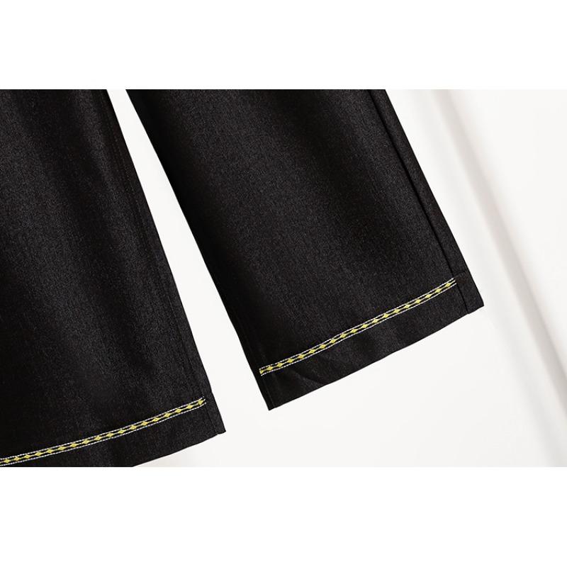 Dimanaf 2025 Plussstørrelse Høst Dame Jeans Elastiske Vide ben Bukser Denim Basic Høy midje Oversize Bukser