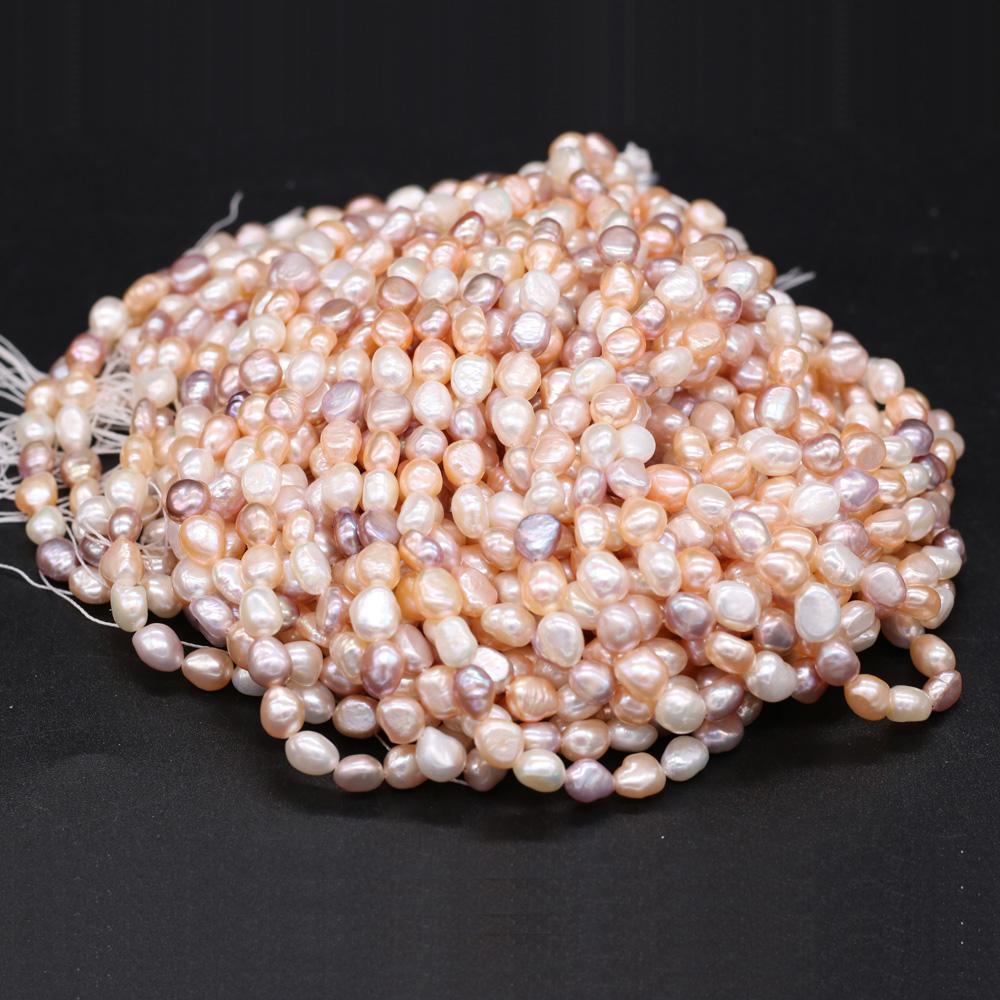 Boho Handmade Through Hole Pearl 5-6mm, Multicolor Natural Freshwater Pearls Beads for Jewelry Making DIY Necklace Accessories, Mother's Day Gift 36cm