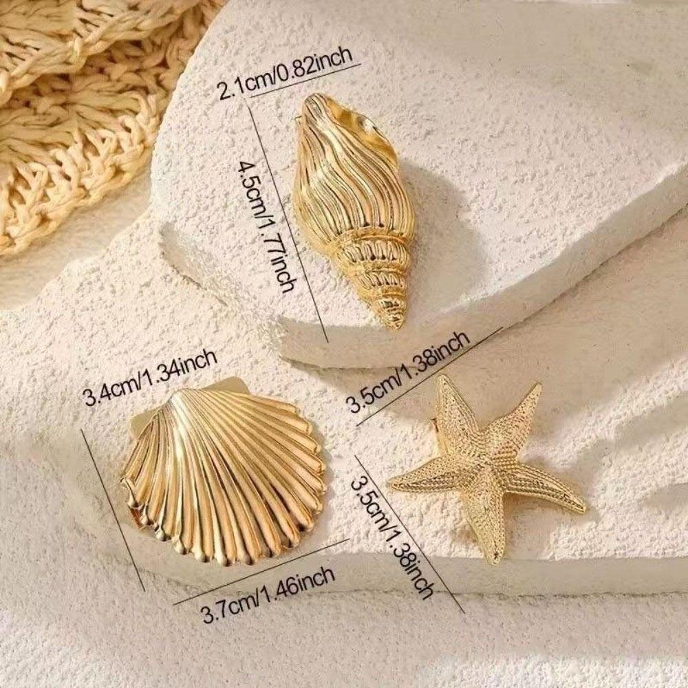 Golden Color Starfish Hair Clip Y2K Fashionable Design Duckbill Hair Clip Vacation Style Europe America Style Hair Accessories