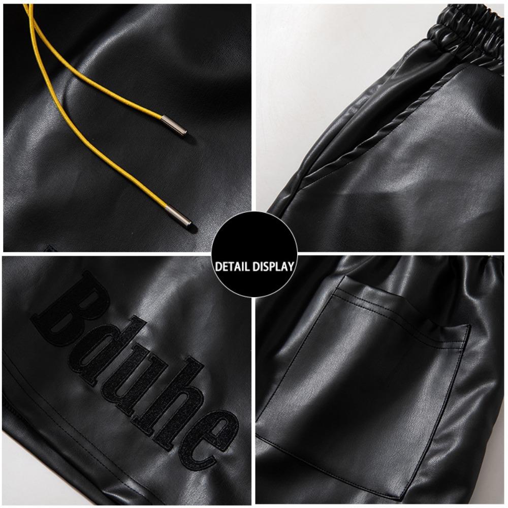 עור טהור שחור אדום מכנסיים קצרים כיסים 2025 קיץ גברים נשים איכות גבוהה צהוב שרוך מכנסי חוף קצרים מכנסיים