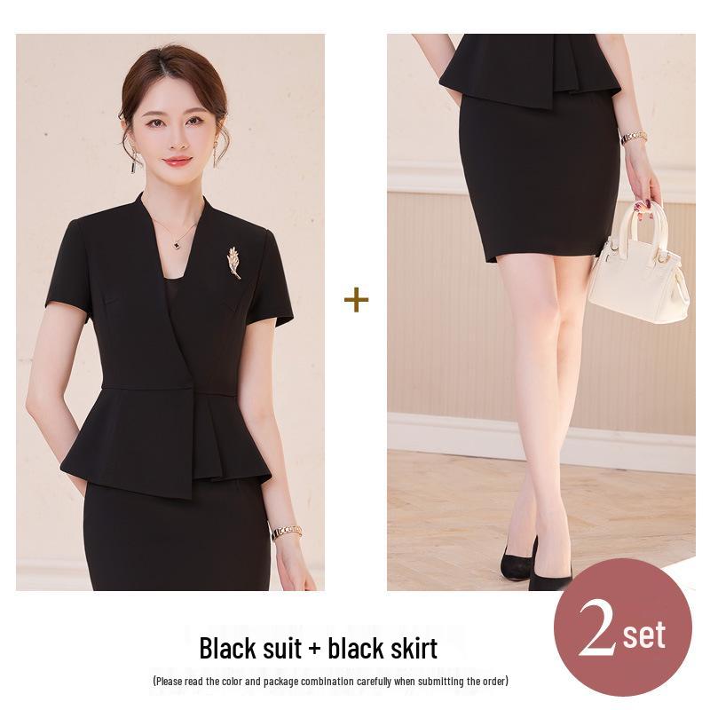 Women's High-End Professional Short-Sleeve Suit for Jewelry Store or Salon Receptionists