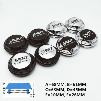 4 Pcs Modified Hub Center Cover Sport Edition Automobile Dustproof Wheel Center Cover 68MM Hubcaps Tire Center Logo Cover Automobile Modification