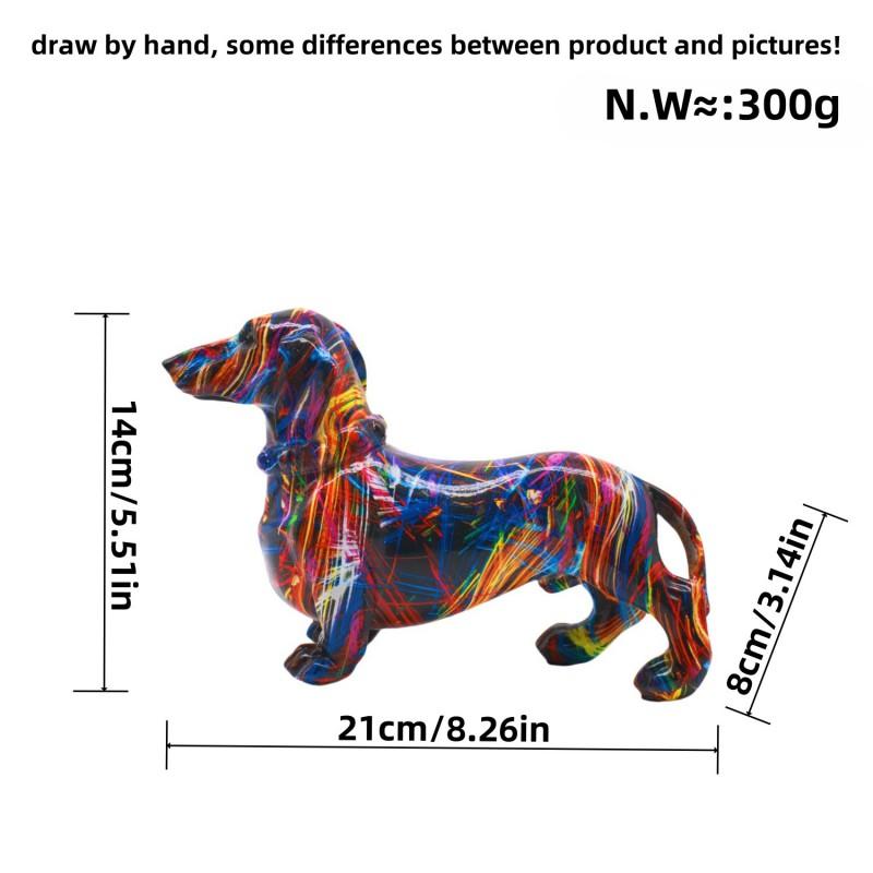Colorful Dachshund Figurine Decorative Ornament Home Office Desk Cabinet Display European Style Resin Craft Gift