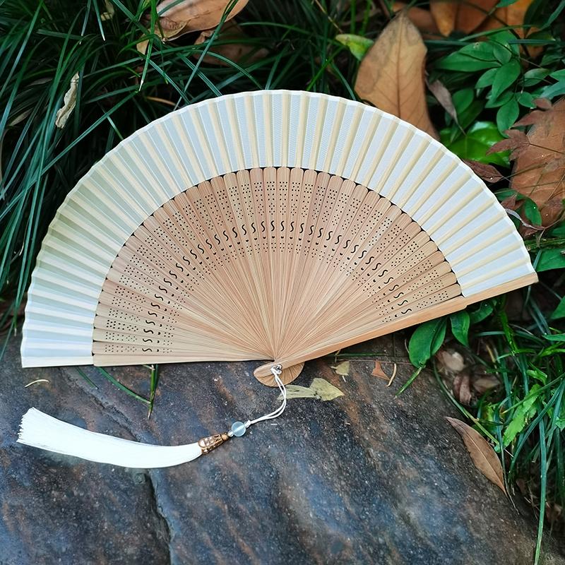New Chinese Style Hanfu Cheongsam Fan Ancient Style Dance Performance Folding Fan Summer Single-Sided Bamboo Ribs Portable Fan