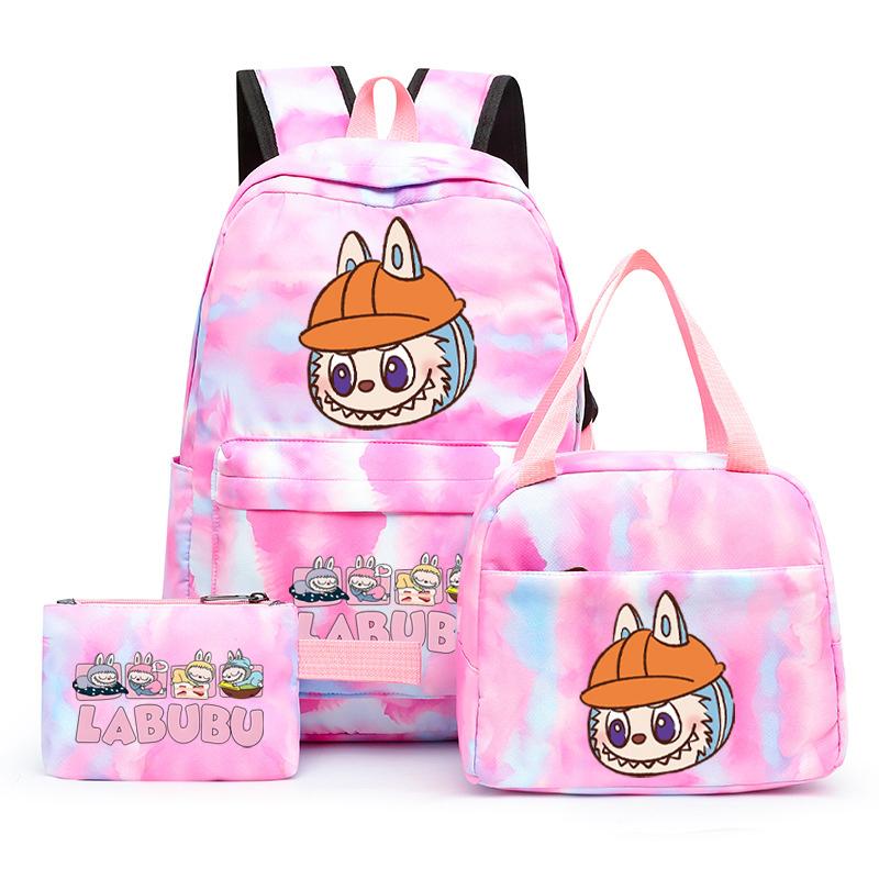 3Pcs/set  Printed Backpack with Lunch Bag Pencil Case Boy Girl Knapsack Teenage Student Large Capacity Colorful Bookbag