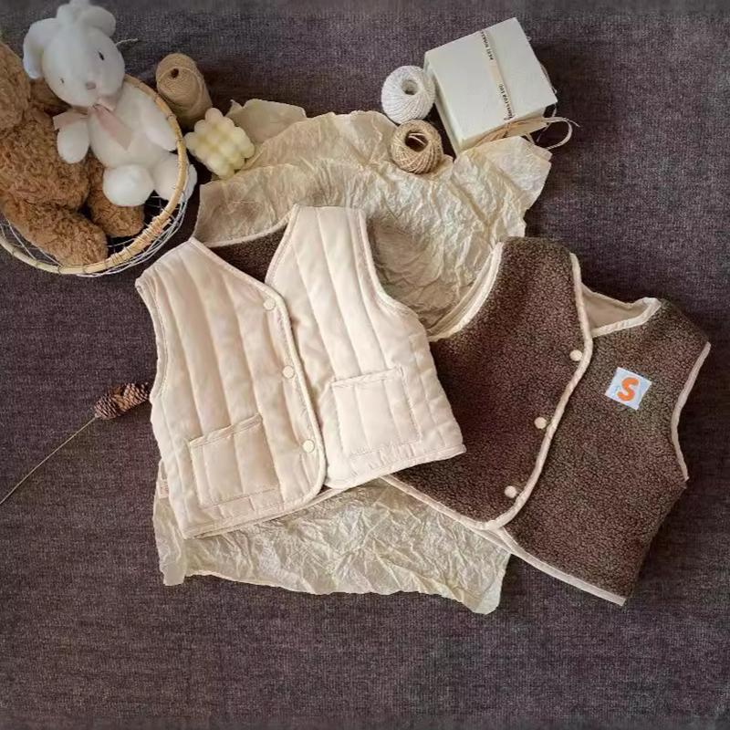 

Детский осенне-зимний ретро теплый универсальный жилет для мальчиков и девочек, двухсторонний жилет для малышей 80cm