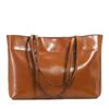 Genuine Leather Large Capacity Women's Tote - Fashion Oil Wax Cowhide Handbag & Shoulder Bag